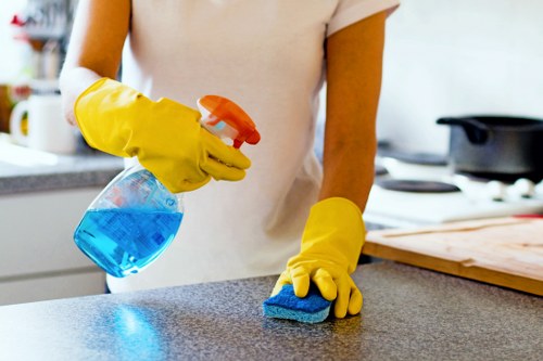 Carpet cleaner preparing equipment for a safe cleaning job