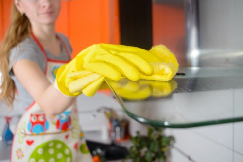 Professional cleaners maintaining a retail or office space in Uxbridge