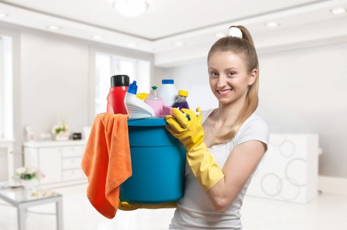 Staff separating waste for recycling during carpet cleaning work